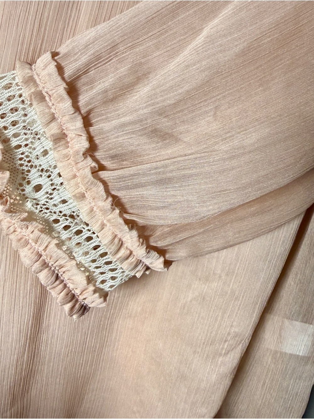 Black Rainn Lace & Ruffle Blouse | Blush Pink | Size S | Cottagecore | Romantic - Picture 5 of 7
